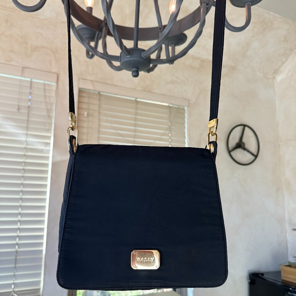 Bally Black Padded Nylon Crossbody Bag, Vintage
